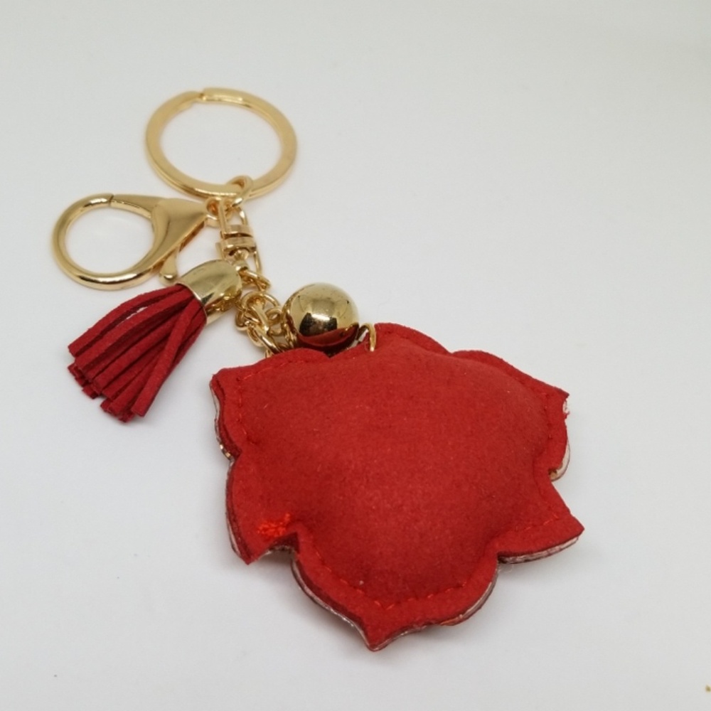Flower Red Rose 🌹 Rhinestone Keychain - Picture 3 of 4